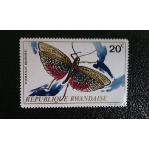 Timbre Rwanda Yt 501 Sauterelle (Phymateus Brunneri) 1973