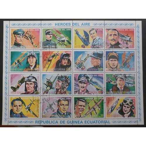 Guinée Équatoriale Oblitéré Feuillet De 16 Timbres De 1974