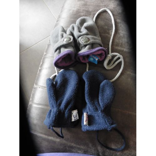 2 Paires De Moufles Bébé Maille Polaire