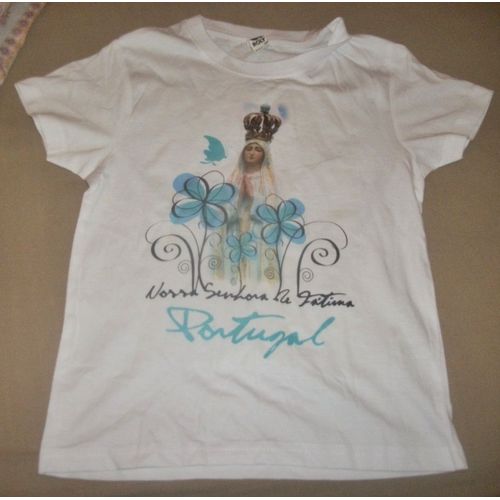 Rarissime Tshirt Blanc Nossa Senhora De Fatima Portugal 5-6 Ans