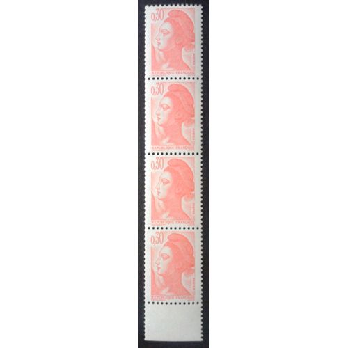 Bloc 4 Timbres France 1982 Yvert Et Tellier N°2182 Type Liberté De Gandon 0,30 Bord De Feuille Neuf**