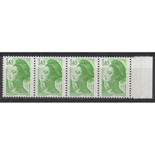 Bloc 4 Timbres France 1982 Yvert Et Tellier N°2186 Type Liberté De Gandon 1,40 Bord De Feuille Neuf**