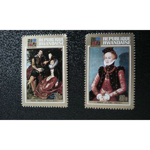 Timbre Rwanda Yt 527 - 28 Peintures De Old Pinakothek, Munich 1973