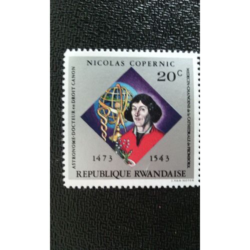 Timbre Rwanda Yt 566 Copernic Et Astrolabe 1973