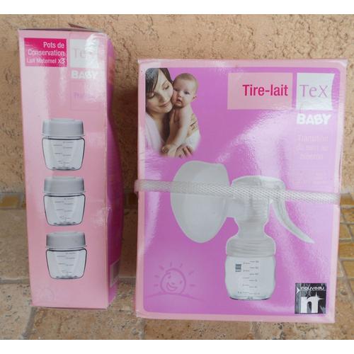 Tire Lait Manuel Tex Baby + Lot De 3 Pots