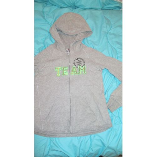 Gilet Gris À Capuche &#34 Team &#34 12 Ans