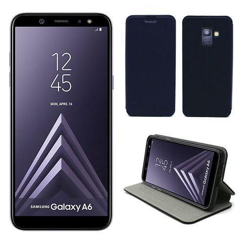 Samsung Galaxy A6 2018 4g : Etui Luxe Bleu Portefeuille Cuir Style Avec Porte Cartes - Housse Coque De Protection Smartphone Galaxy A6 - Accessoires Pochette Case Xeptio