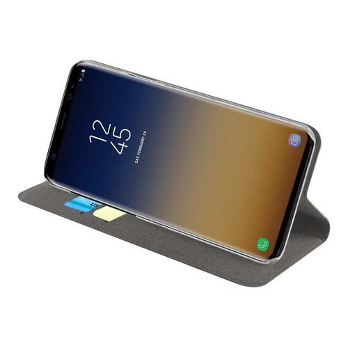 Muvit Folio Stand - Étui À Rabat Pour Téléphone Portable - Double Pu Noir - Pour Samsung Galaxy S9+
