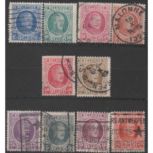 Belgique: Lot De 10 Timbres Représentant Albert 1er.