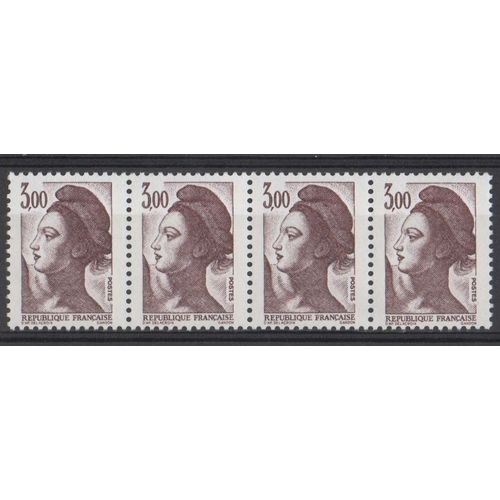 Bloc 4 Timbres France 1982 Yvert Et Tellier N°2243 Type Liberté De Gandon 3,00 Neuf** Sans Traces De Charnière
