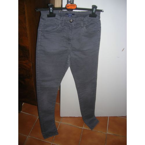 Jean Kiabi Taille Xs Ajustable Coton 14 Ans Gris