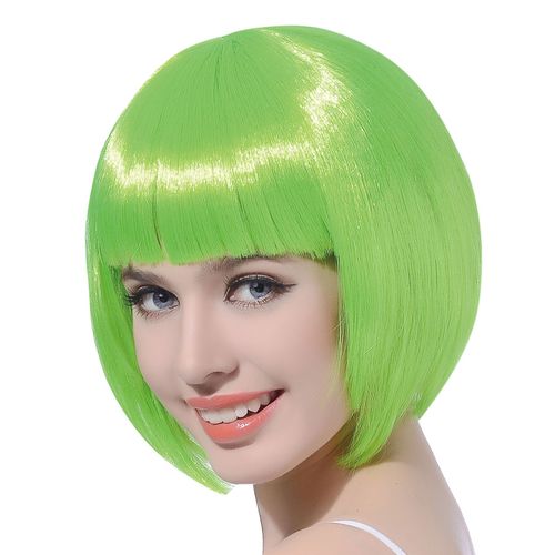 Perruque Courte Verte Fluo Femme Taille Unique
