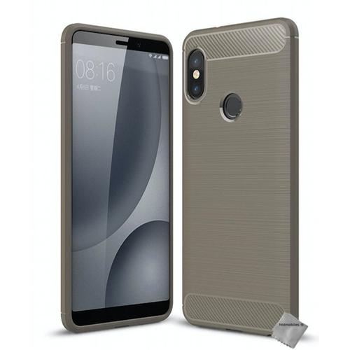 Housse Etui Coque Silicone Gel Carbone Pour Xiaomi Redmi Note 5 + Film Ecran - Gris