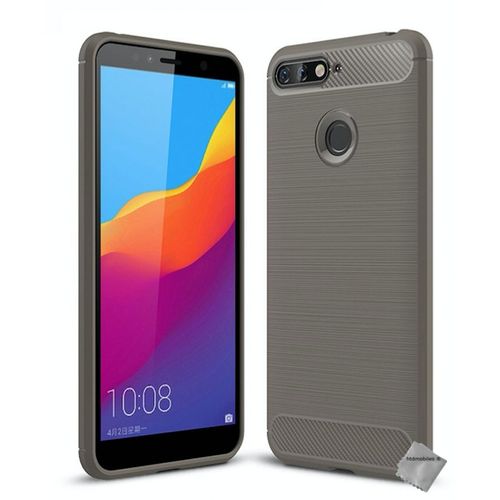 Housse Etui Coque Silicone Gel Carbone Pour Huawei Y6 (2018) + Film Ecran - Gris