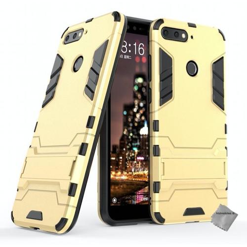 Housse Etui Coque Rigide Anti Choc Pour Huawei Y6 (2018) + Verre Trempe - Or