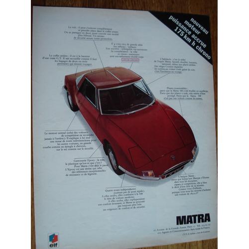 Lot De 2 Publicités Années 50/60 Automobiles Matra La Rouge Et La Jaunee