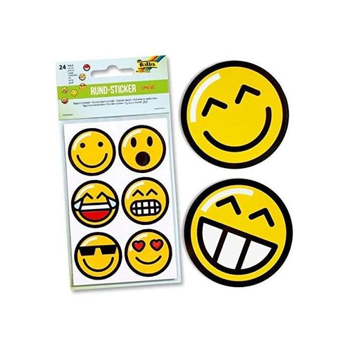 Folia Etui 4 Feuilles De 6 Stickers Autocollants Ronds "Emojis