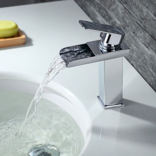 Homelody Robinet Salle de Bain Mitigeur Lavabo Vasque Cascade Chromé En Laiton Monotrou Sur Plage Robinetterie Design plus zen Hauteur sous Bec 120mm