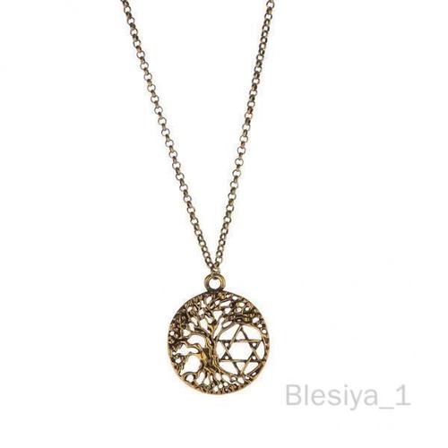 Blesiya Collier Pendentif Rond Plaqué Argent 6xvintage Pour Femmes, Doré