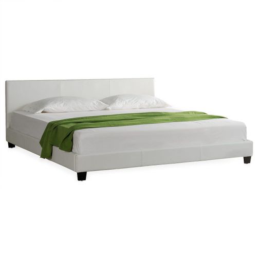 Lit Capitonné De Corium 'barcelona' (180 X 200cm)(Blanc)- Avec Cuir Synthétique, Housse En Cuir Synthétique, Moderne, Avec Sommier À Lattes - Type 1