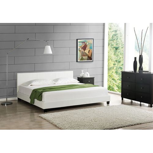 Lit Capitonné De Corium 'barcelona' (180 X 200cm)(Blanc)- Avec Cuir Synthétique, Housse En Cuir Synthétique, Moderne, Avec Sommier À Lattes