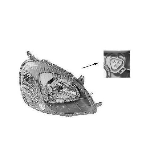 Phare Gauche Valeo H4 Avec Feu De Direction Et Réglage Électrique Avec Moteur Type Koito Pour Toyota Yaris De 1999 À Mars 2003