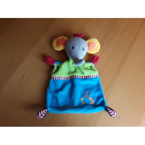 Doudou Éléphant 123 Bleu Vert Gris - Marque Baby Club - C&A