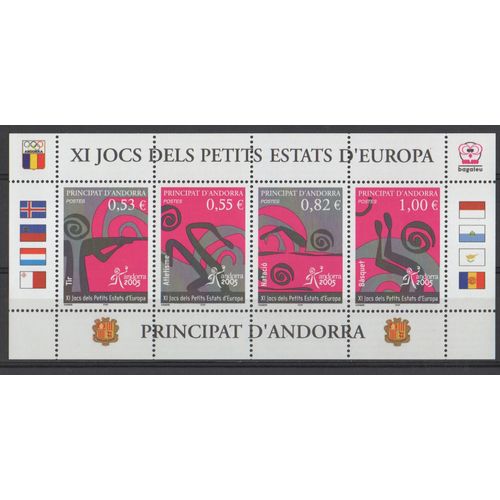 Bloc 4 Timbres Andorre Principat D'andorra 2005 Yvert Et Tellier N°609, 610, 611 Et 612 Jeux Des Petits États D'europe Neuf** Sans Traces De Charnière