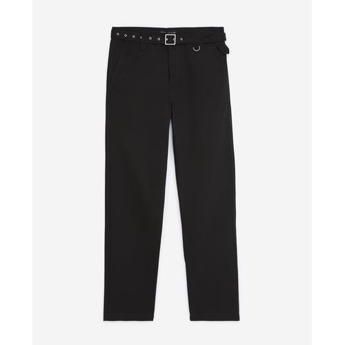 Pantalon Droit Noir À Ceinture Intégrée - 50