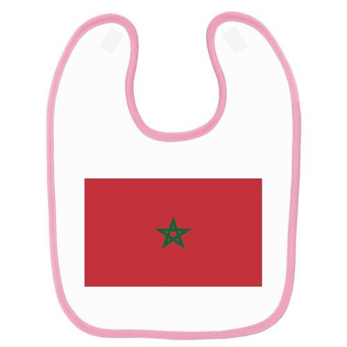 Bavoir Bébé Imprimé Drapeau Maroc Rose