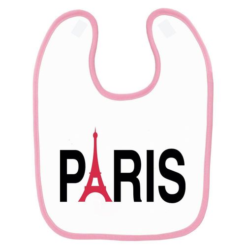 Bavoir Bébé Imprimé Paris Tour Eiffel Rose
