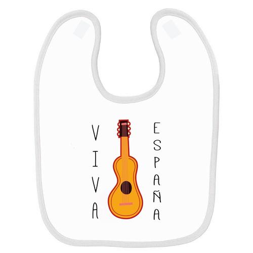 Bavoir Bébé Imprimé Viva Espana Guitarre Blanc