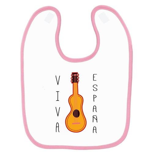 Bavoir Bébé Imprimé Viva Espana Guitarre Rose