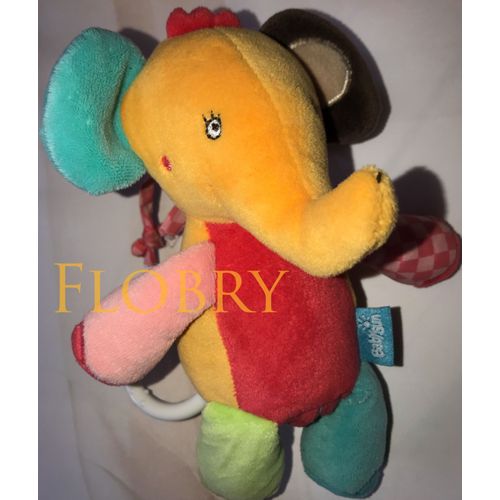 Doudou Musical Babysun Elephant Orange Rouge Bleu Vert Marron Peluche Boite A Musique Baby Sun