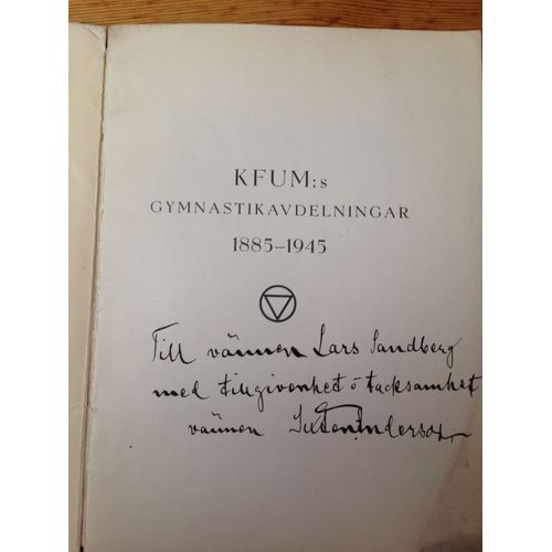Kfum-Gymnasternas Jubileumsskrift 1885-1945, Sixten Anderson, Dédicacé
