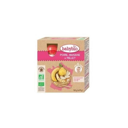 Gourdes Poire, Banane, Millet 4 X 90g Babybio