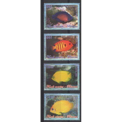 Lot 4 Timbres France Polynésie Française 2005 Yvert Et Tellier N°744, 745, 746 Et 747 Fonds Marins Poissons Neufs** Sans Traces De Charnière