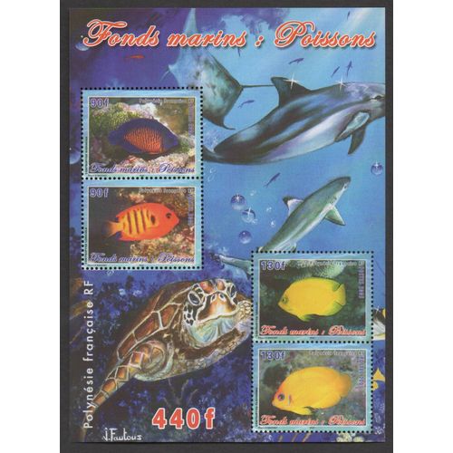 Bloc Feuillet 4 Timbres France Polynésie Française 2005 Yvert Et Tellier N°31(Timbres N°744, 745, 746 Et 747) Fonds Marins Poissons Neuf** Sans Traces De Charnière