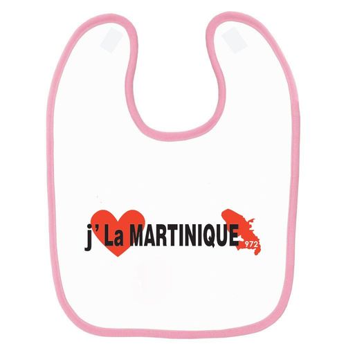 Bavoir Bébé Imprimé J'aime La Martinique Rose