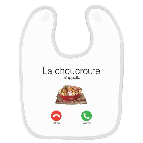Bavoir Bébé Imprimé Choucroute M'appelle Blanc