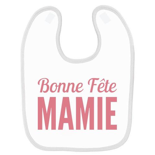 Bavoir Bébé Imprimé Bonne Fête Mamie Rouge Blanc