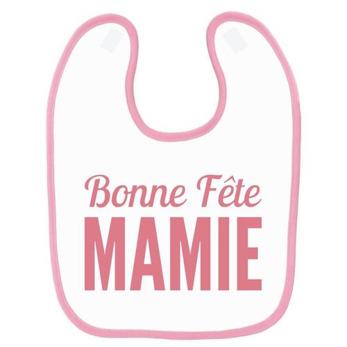 Bavoir Bébé Imprimé Bonne Fête Mamie Rouge Rose