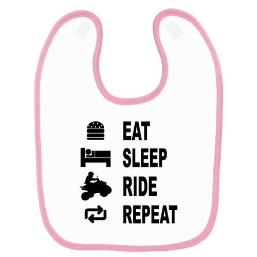 Bavoir Bébé Imprimé Eat Sleep Quad Rose