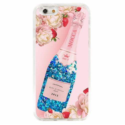 Coque De Marque Mocca Motif Champagne A Paillettes Pour Apple Iphone 6 Et 6s De Couleur Bleu