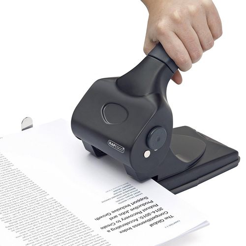 Rapesco Perforateur 2 Trous C865 Gros Travaux 65 Feuilles Sans Effort Métal Noir