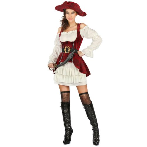 Déguisement Pirate Blanc Et Rouge Femme - Taille: L