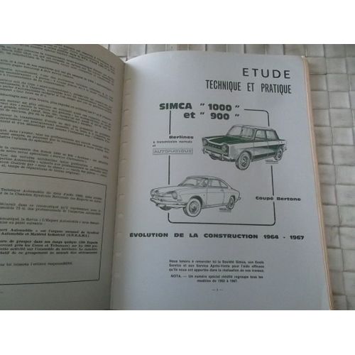 Revue Technique Simca 1000 Peugeot 403 Vw Cox 1200 1300