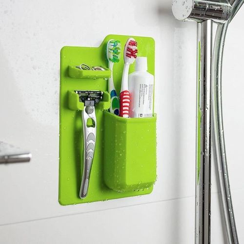Shop Story - Support Organisateur Rangement De Salle De Bain Pour Brosse À Dents, Dentifrice, Rasoirs, Bijoux Etc - Vert