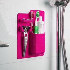Shop Story - Support Organisateur Rangement De Salle De Bain Pour Brosse À Dents, Dentifrice, Rasoirs, Bijoux Etc - Rose