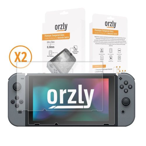Protection Écran Pour Nintendo Switch En Verre Trempé Par Orzly - Pack De 2 Films - Premium Ultra Résistant En Verre Trempé - Revêtement Oléophobe 100% Transparent Pour Protéger L'écran 6.2 Pouces